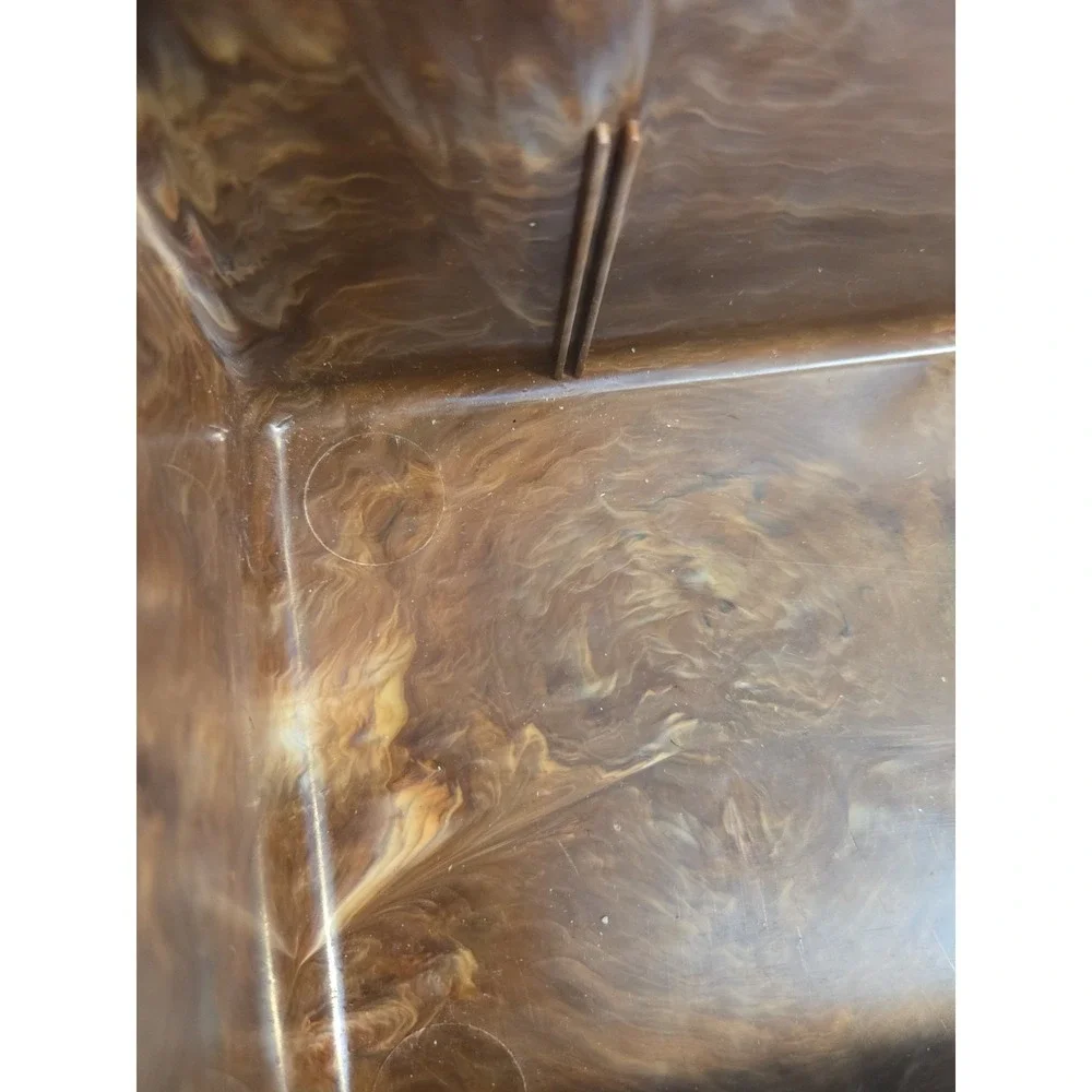 Brown Plastic Sewing Caddy w\ Handle, Magnetic Needle Holder & Organizer Vintage